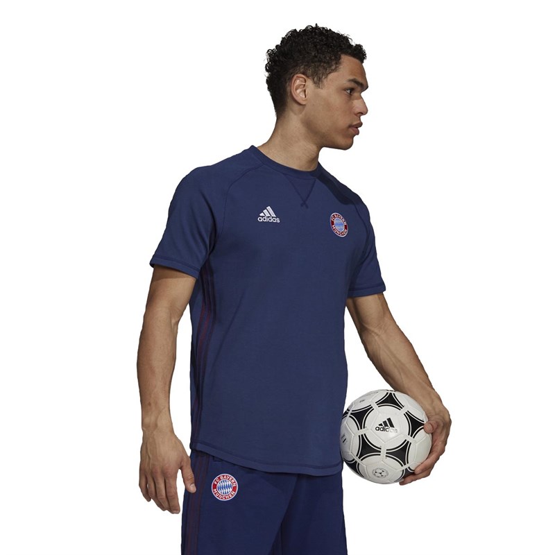 adidas Mens FCB Bayern Munich Travel T-Shirt Dark Blue