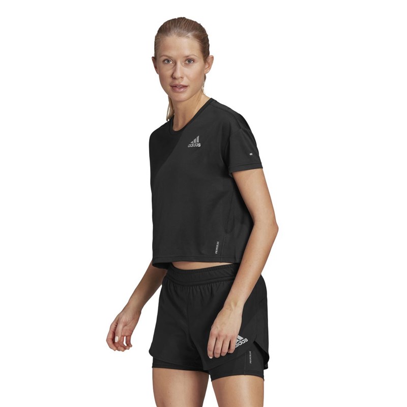 adidas Womens Adizero Aeroready Primeblue Running Top Black/Reflective Silver