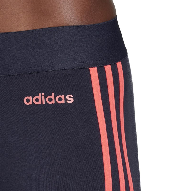 adidas Womens 3-Stripes Essentials Linear Logo Leggings Legend Ink/Signal Pink