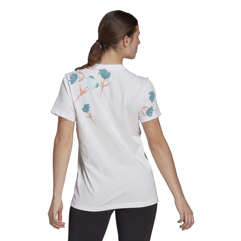 adidas Damen Floral Graphic T-Shirts Weiß