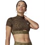 adidas Womens Hyperglam Cropped Zip T-Shirt Multi/Focus Olive