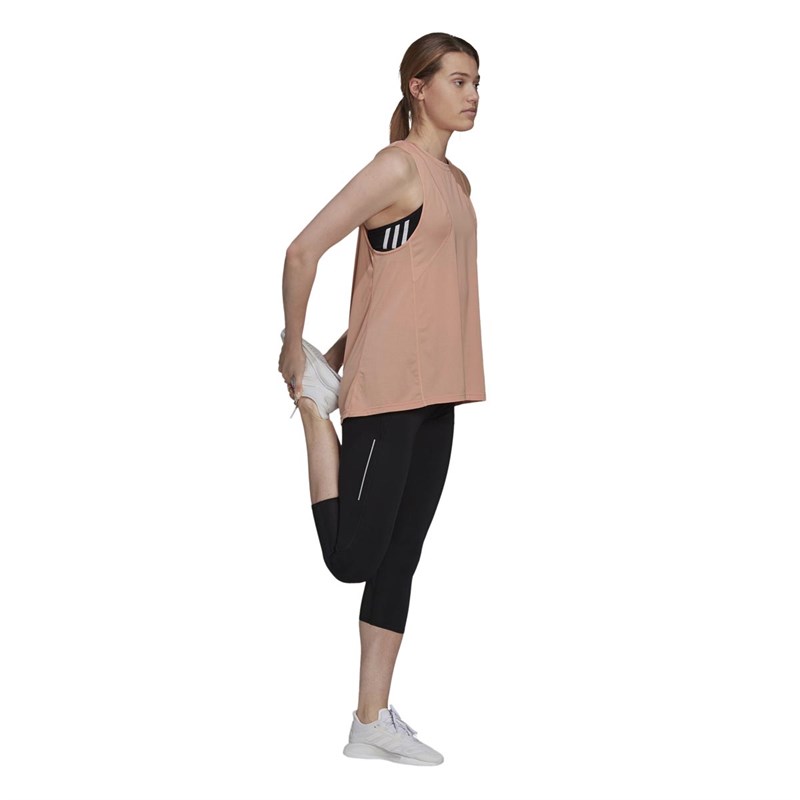 adidas Womens Own The Run Aeroready Primegreen Running Tank Ambient Blush
