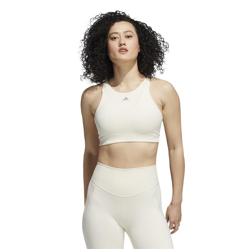 adidas Damskie Medium Support Yoga Sports Staniki Sportowe Biały