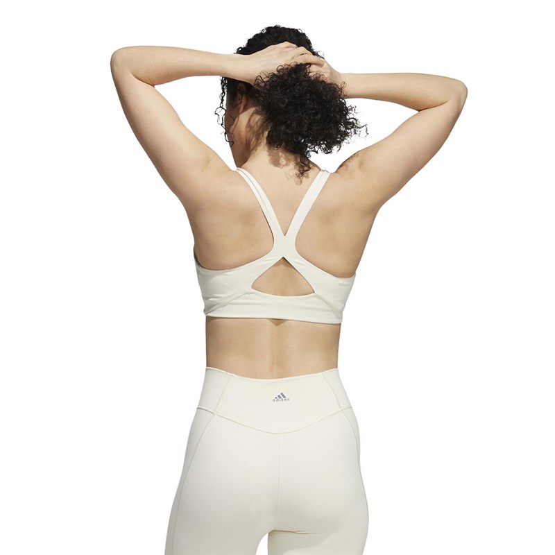 adidas Damskie Medium Support Yoga Sports Staniki Sportowe Biały