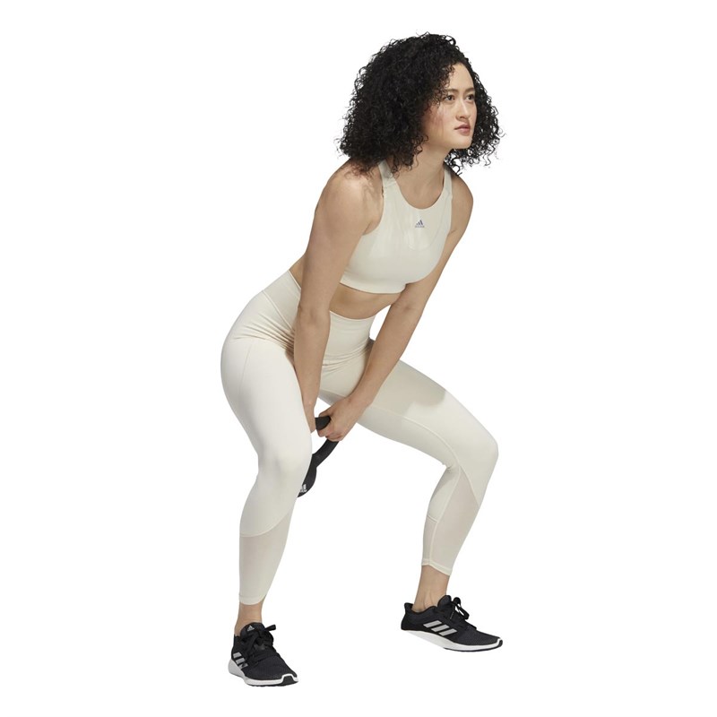 adidas Damskie Medium Support Yoga Sports Staniki Sportowe Biały