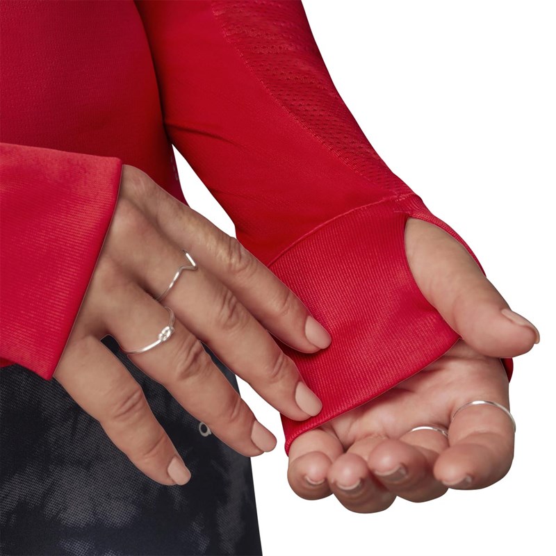 adidas Womens Own The Run Long Sleeve Running Top Ray Red
