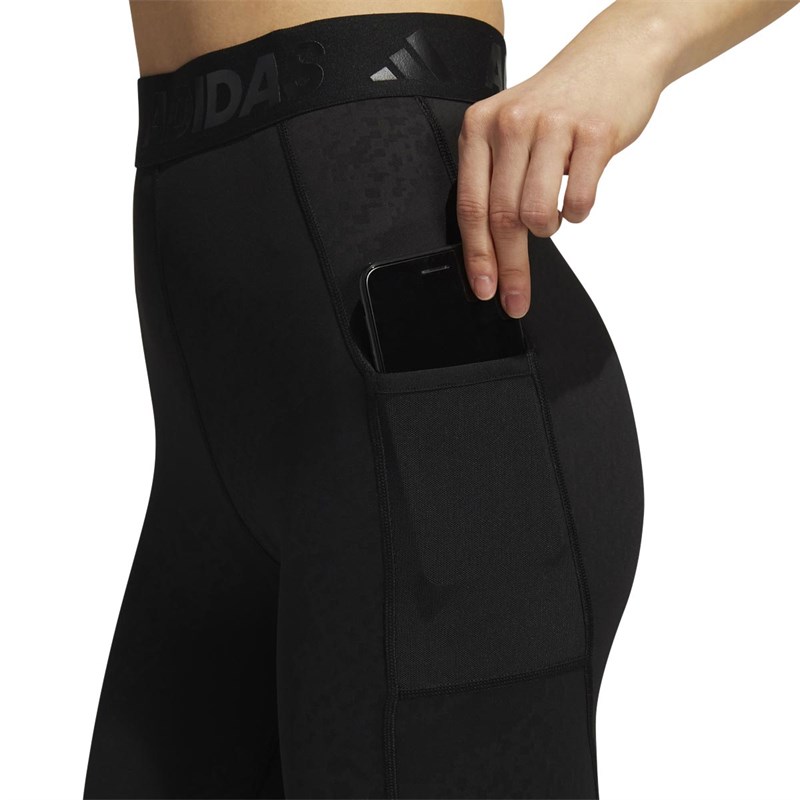 adidas Womens Techfit Camo Aeroready 3/4 Capri Leggings Black