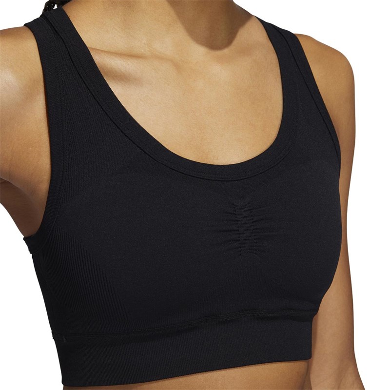 adidas Womens Studio Medium Support Primegreen Sports Bra Black