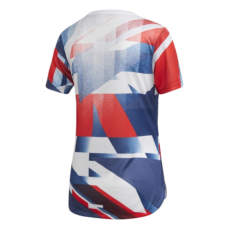 adidas Womens Team GB Heat.Rdy T-Shirt White/Vivid Red/Night Indigo