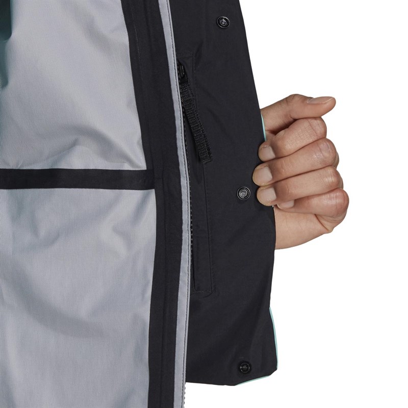 adidas Womens Terrex Xploric Rain.Rdy 3-Layer Waterproof Rain Jacket Black/Acid Mint