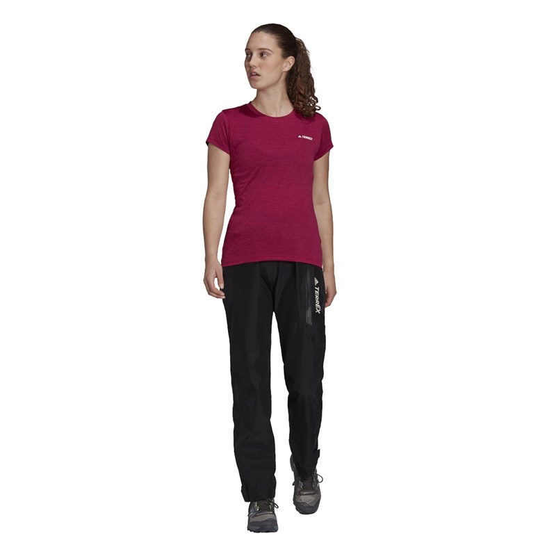 adidas Womens Tivid Aeroready Climalite Hiking T-Shirt Power Berry/White
