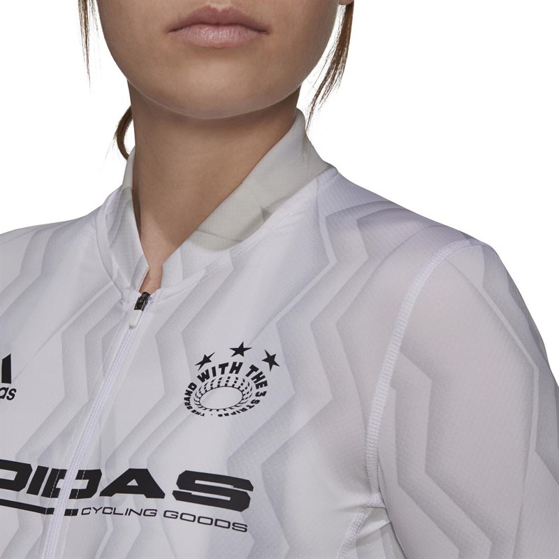 adidas Womens The Aeroready Primeblue Tight Cycling Jersey White/Grey Two/Black