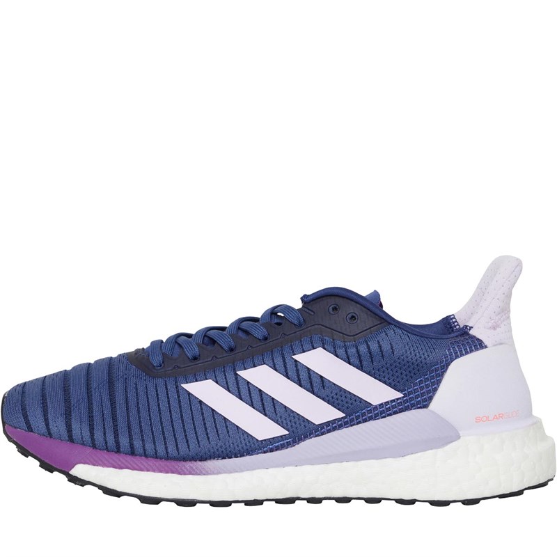 adidas Womens Solar Glide 19 Neutral Running Shoes Tech Indigo/Footwear White/Purple Tint