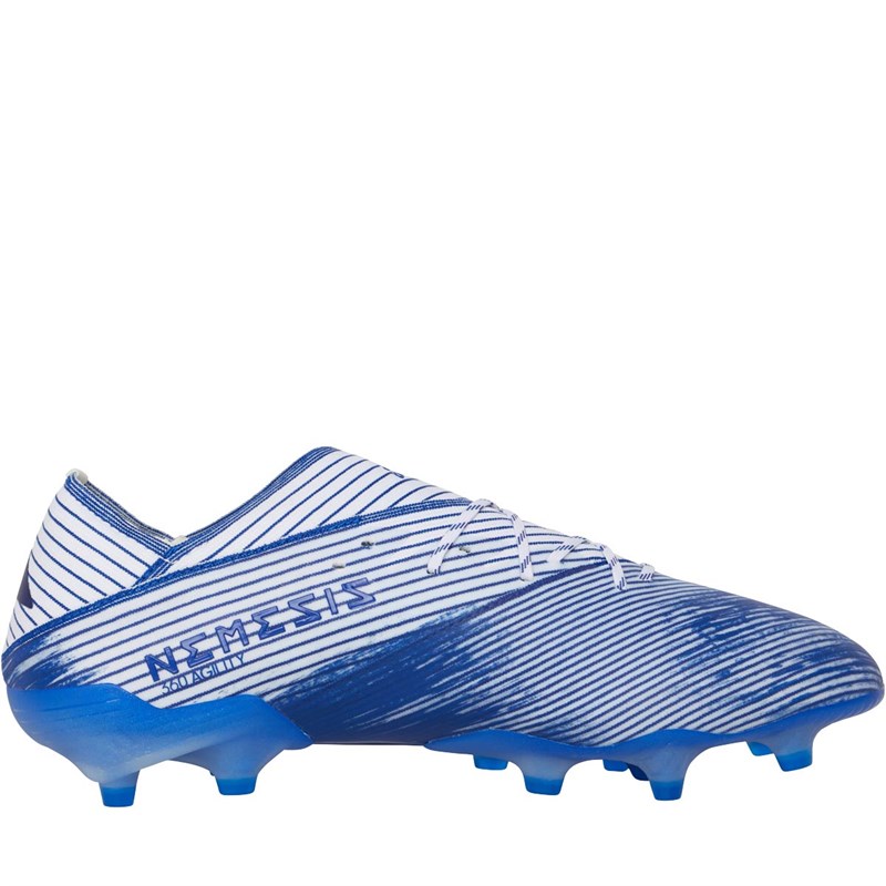 adidas Mens Nemeziz 19.1 FG Firm Ground Football Boots Footwear White/Royal Blue/Royal Blue