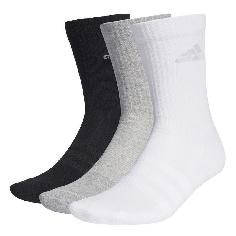 Buy adidas Three Pack Cushioned Crew Socks Medium Grey Heather/White/Black