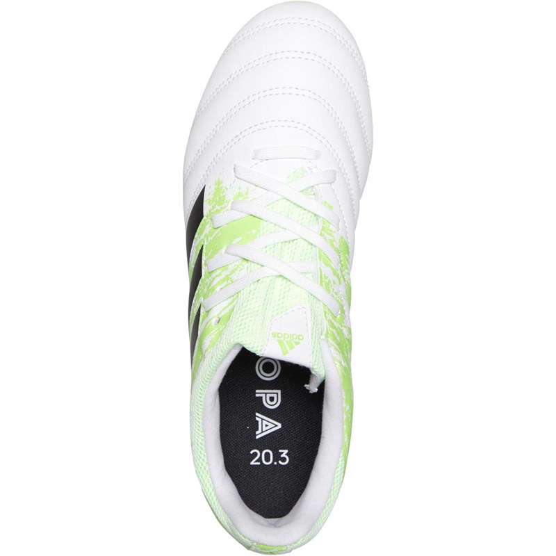 adidas Junior Copa 20.3 FG Firm Ground Football Boots Footwear White/Core Black/Signal Green