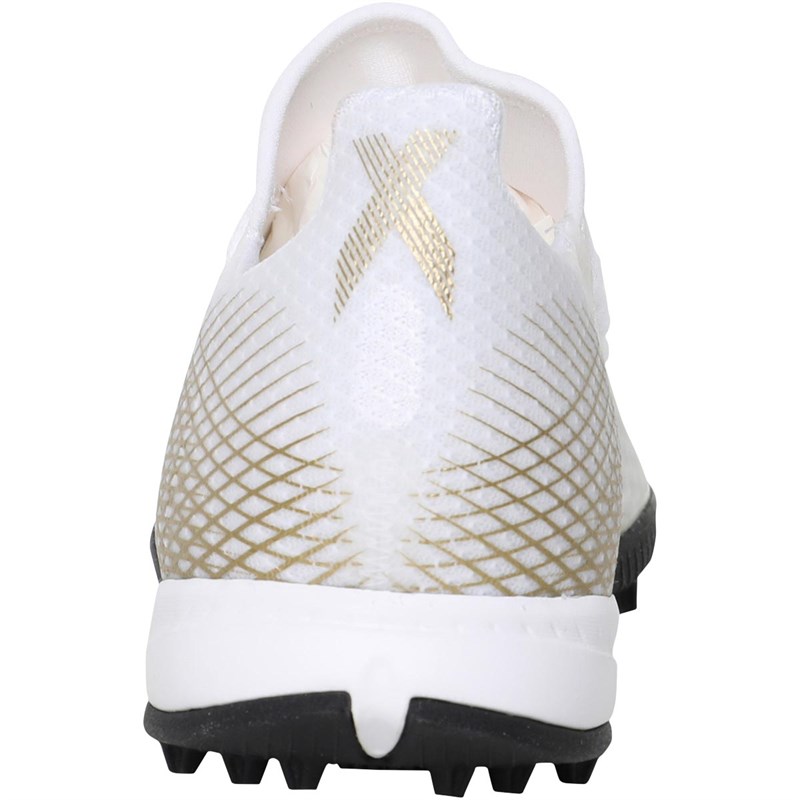 adidas Mens X Ghosted.3 TF Astro Turf Football Boots Footwear White/Metallic Gold/Core Black