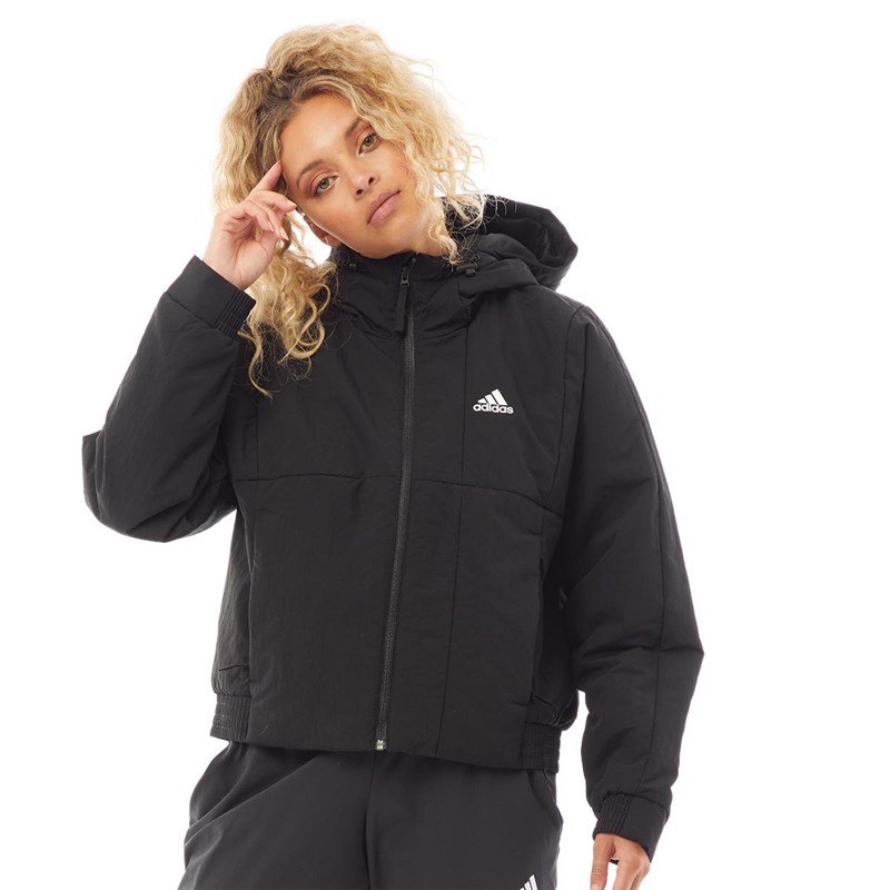 adidas Womens Back To Sport Insulated Hooded Jacket Black/White