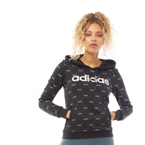 adidas Womens Linear Graphic Hoodie Black/Glory Blue