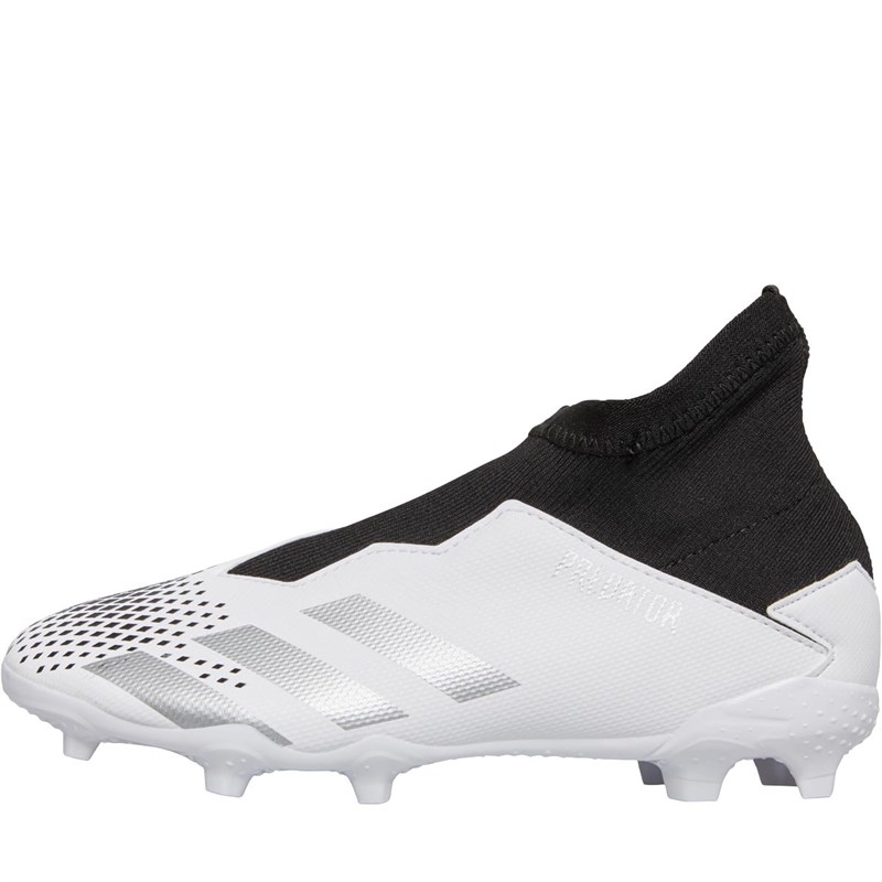 Buy adidas Junior PREDATOR 20.3 LACELESS FG FIRM GROUND Football Boots Footwear White Silver Metallic Core Black