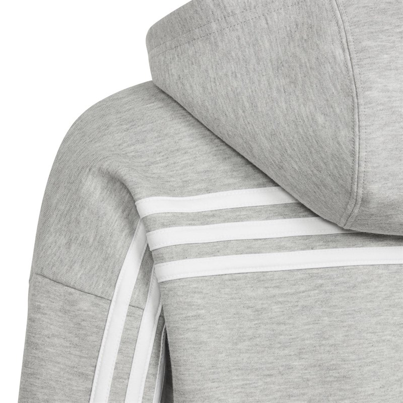 adidas Junior Must Haves 3-Stripes Full Zip Hoodie Mid Grey Heather/White