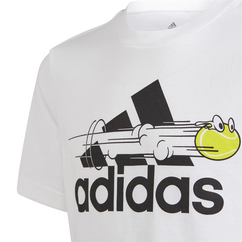 adidas Drenge Aeroready Graphic Logo Tennis T-Shirt Hvid