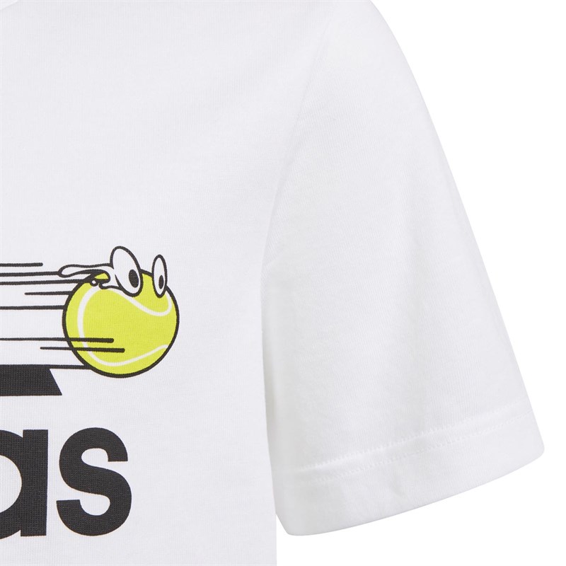 adidas Drenge Aeroready Graphic Logo Tennis T-Shirt Hvid