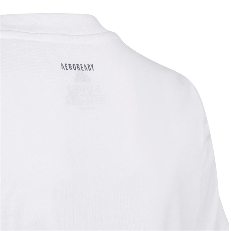 adidas Drenge Aeroready Graphic Logo Tennis T-Shirt Hvid