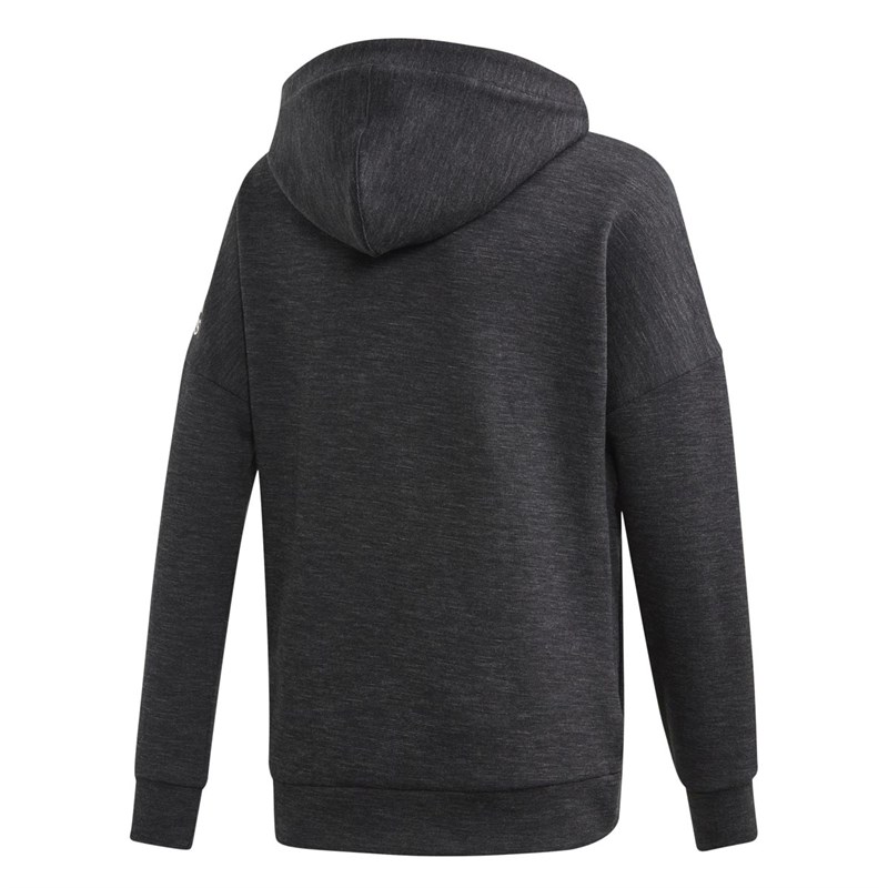 adidas Junior Athletics ID Full Zip Stadium Hoodie Black/Grey Six/White