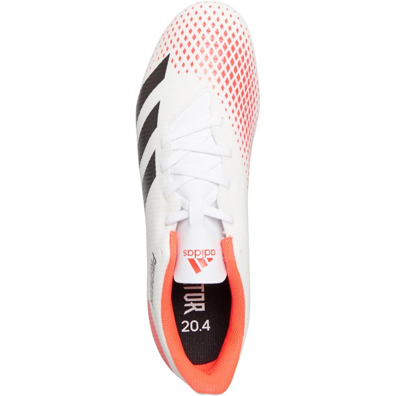 adidas Mens Predator 20.4 FXG Flexible Ground Football Boots Footwear White/Core Black/Pop
