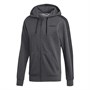 adidas Mens Essentials 3-Stripes Fleece Hoodie Dark Grey Heather/Black