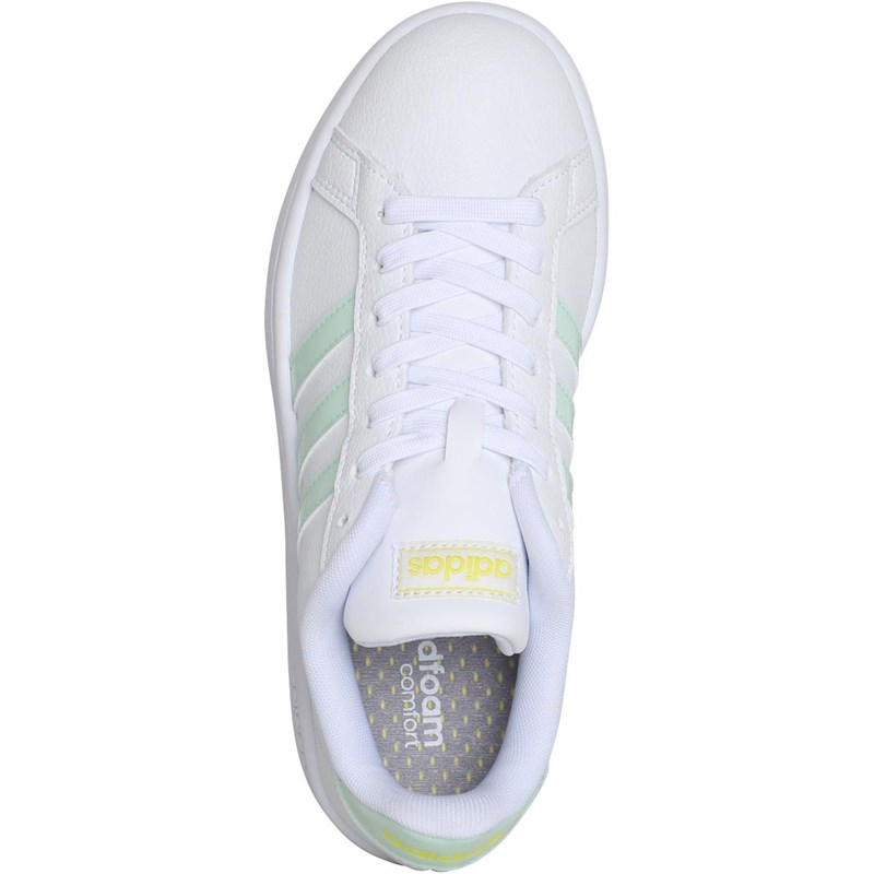 adidas Womens Grand Court Trainers Footwear White/Dash Green/Shocking Yellow