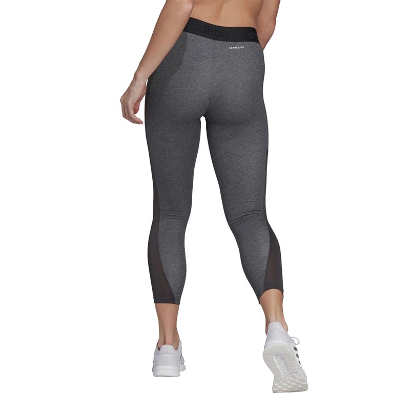 adidas Womens Designed 2 Move Aeroready 7/8 Tight Leggings Dark Grey Heather/White