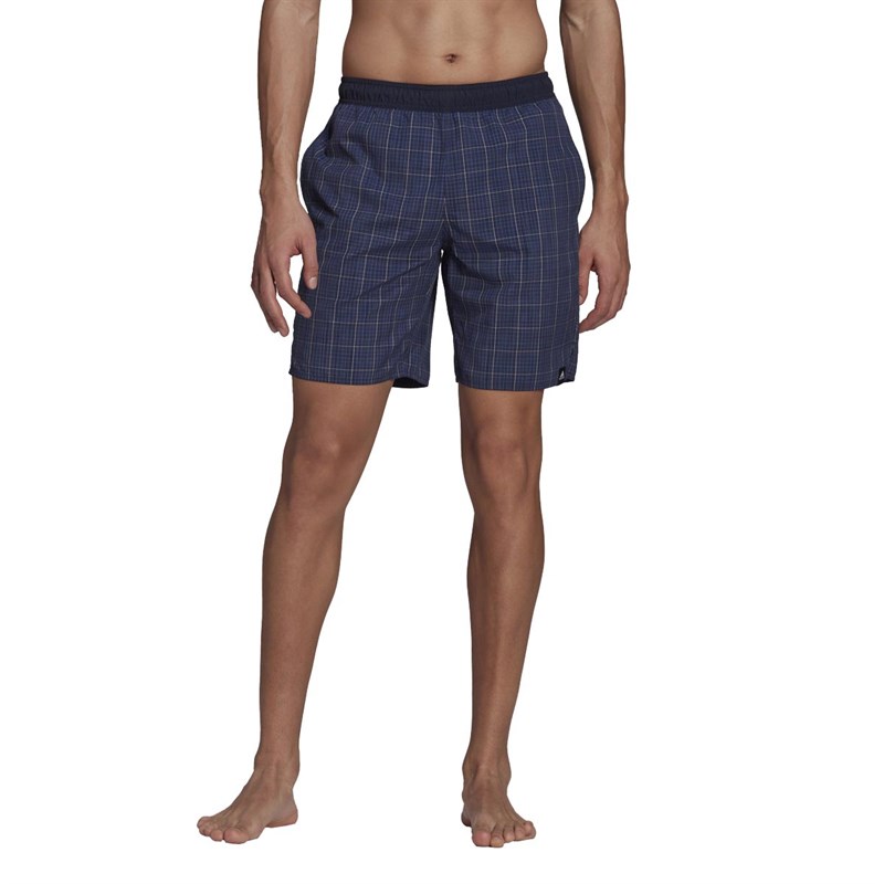 Buy adidas Mens Check Swim Shorts Legend Ink