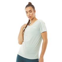 adidas Womens Essentials 3-Stripes T-Shirt Green Tint/White