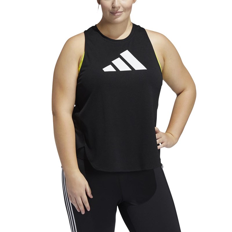 adidas Womens 3 Bar Logo Tank Top (Plus Size) Black/White/White