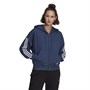 adidas Womens Essentials 3-Stripes Full Zip Hoodie Crew Navy