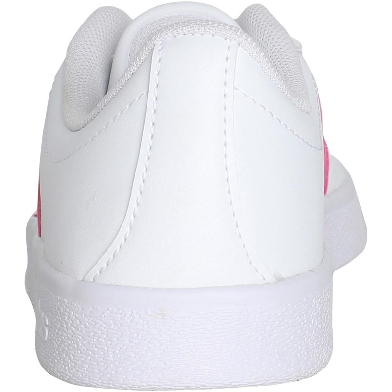 adidas Junior VL Court 2.0 Trainers Footwear White/Shocking Pink/Footwear White