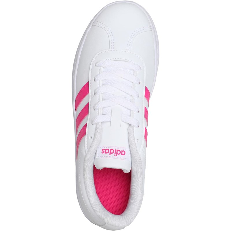 adidas Junior VL Court 2.0 Trainers Footwear White/Shocking Pink/Footwear White