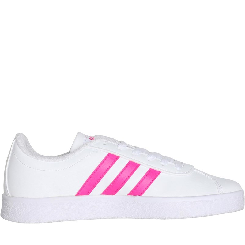 adidas Junior VL Court 2.0 Trainers Footwear White/Shocking Pink/Footwear White