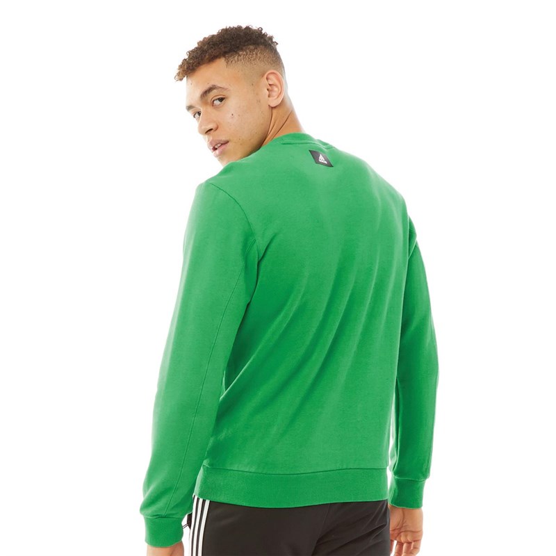 adidas Mens Sportswear Graphic Crew Sweatshirt Vivid Green