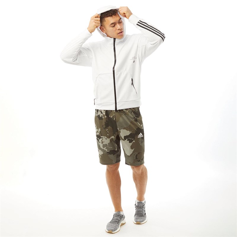 adidas Mens Must Haves AEROREADY Full-Zip Hoodie White