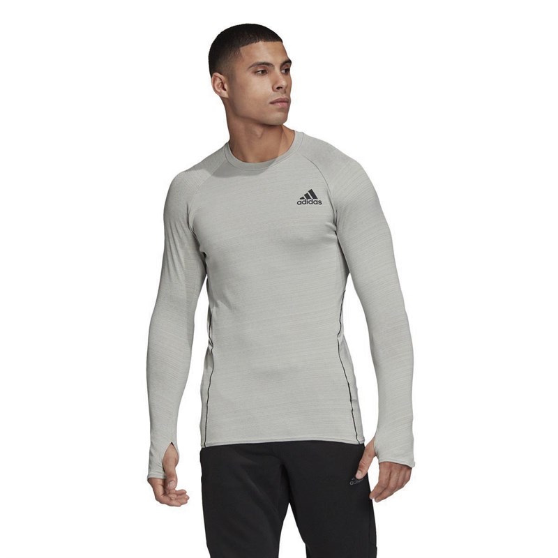 adidas Mens Runner Long-Sleeve Top Metallic Grey