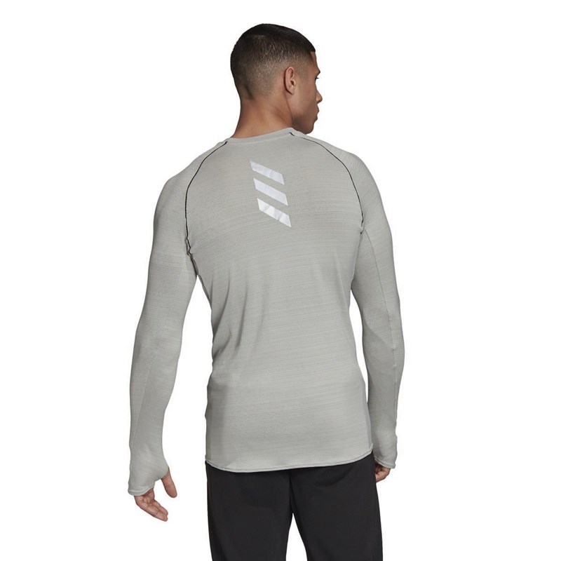 adidas Mens Runner Long-Sleeve Top Metallic Grey