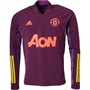 adidas Mens MUFC Manchester United European 1/4 ZIP Training Top Red Night