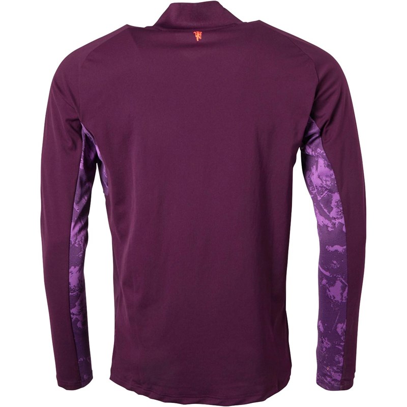 adidas Mens MUFC Manchester United European 1/4 ZIP Training Top Red Night