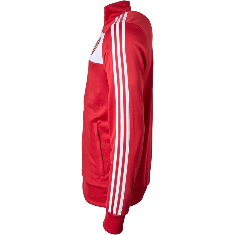 adidas Mens MUFC Manchester United 3-Stripes Poly Track Top Real Red