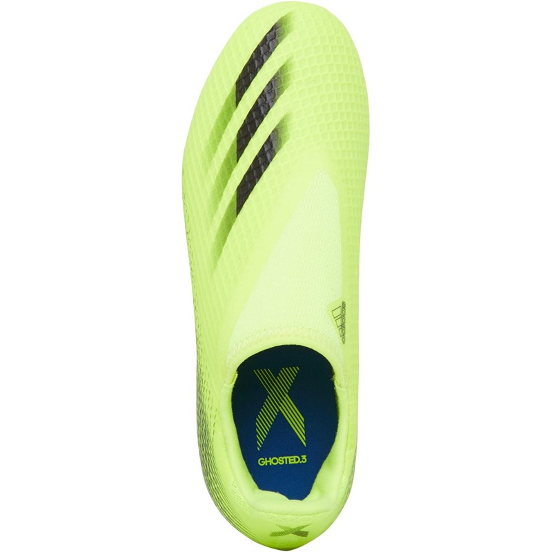 adidas Kids X Ghosted.3 Laceless Firm Ground Football Boots Solar Yellow/Core Black/Royal Blue