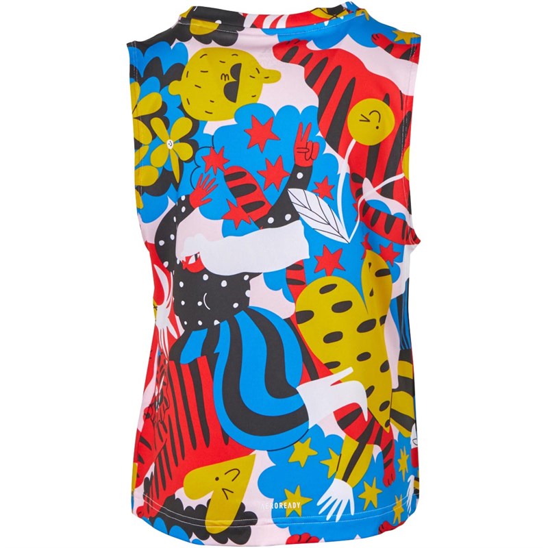 adidas Junior Egle Aeroready Tank Top White/Clear Pink/Bright Blue/Crew Yellow