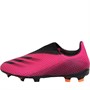 adidas Childrens X Ghosted.3 Laceless FG Firm Ground Football Boots Shock Pink/Core Black/Screaming Orange